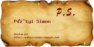 Pétyi Simon névjegykártya